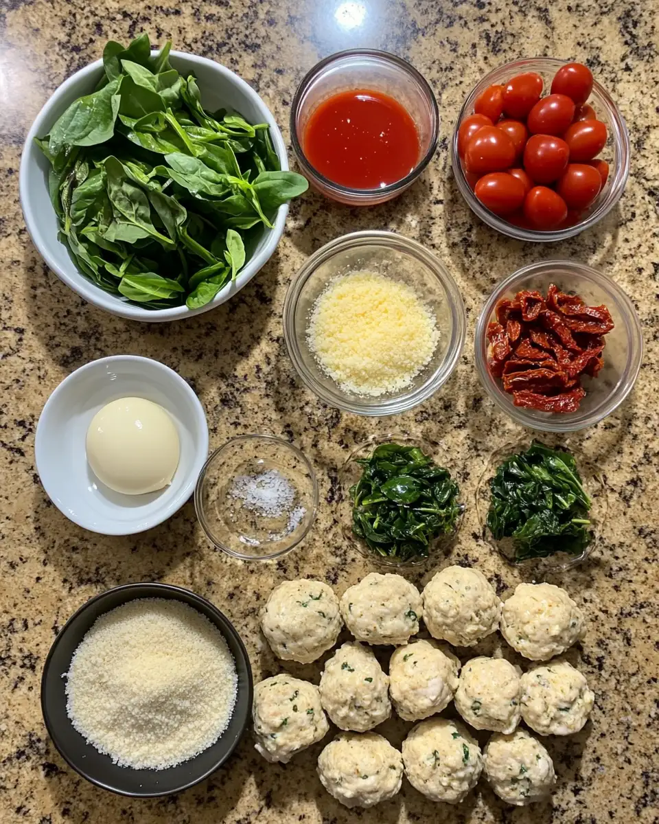 Ingredients for Savor the Flavors of Creamy Tuscan Chicken Meatballs