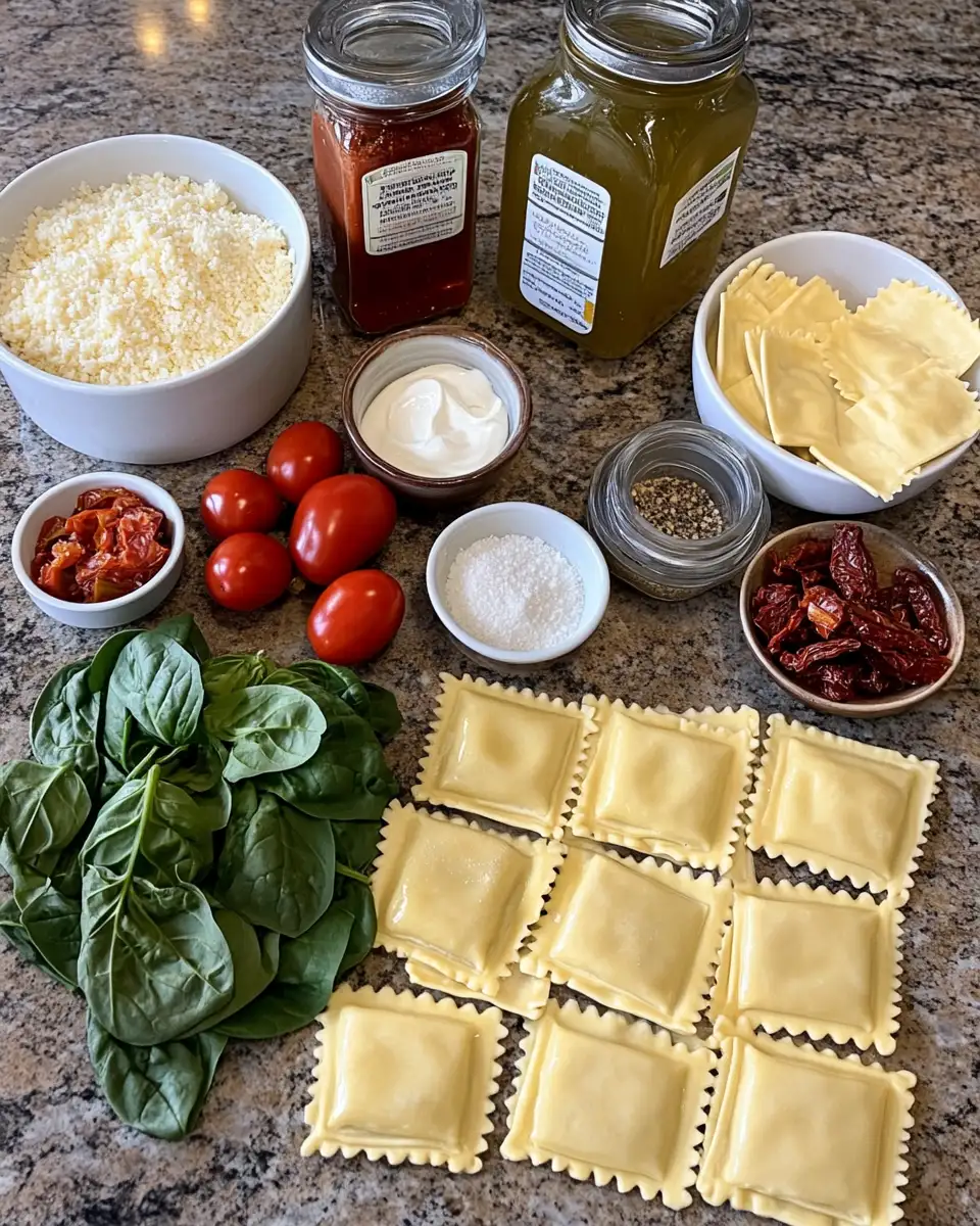 Ingredients for Indulge in Comfort with This Creamy Tuscan Ravioli Recipe