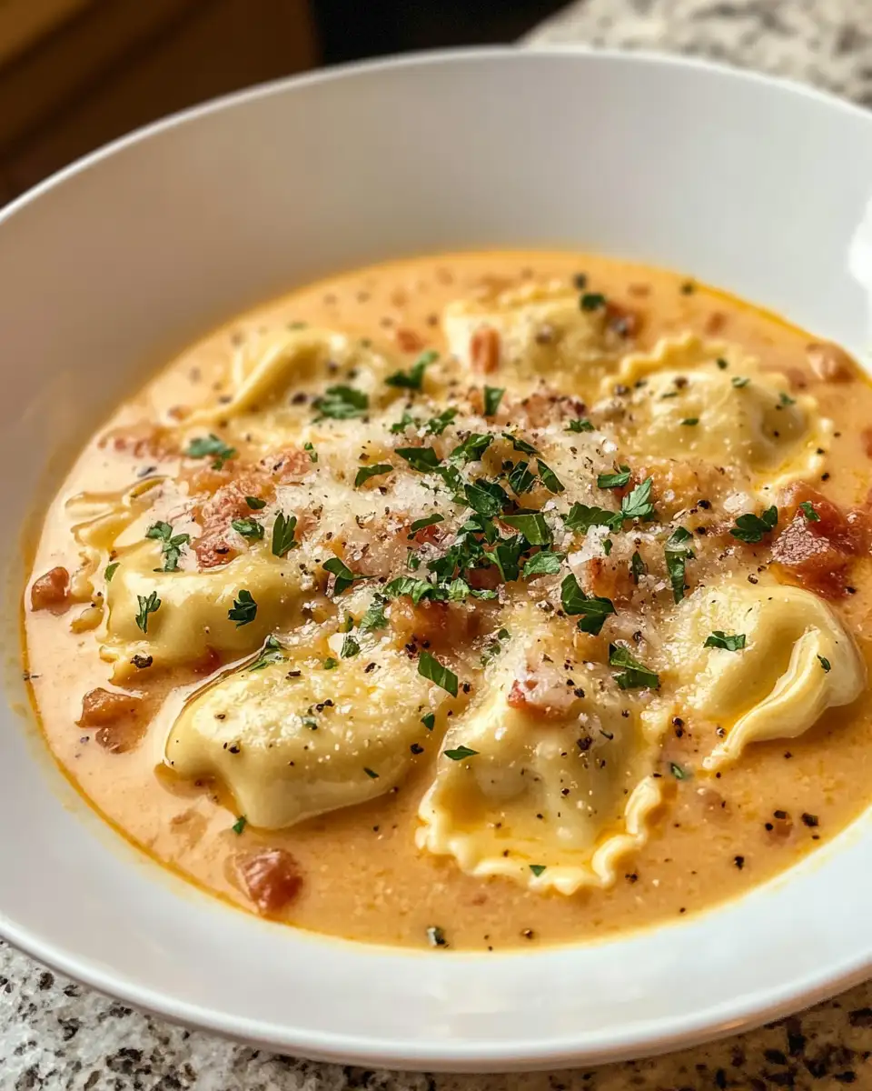 Final dish - Indulge in Comfort: Creamy Tuscan Ravioli Soup Recipe