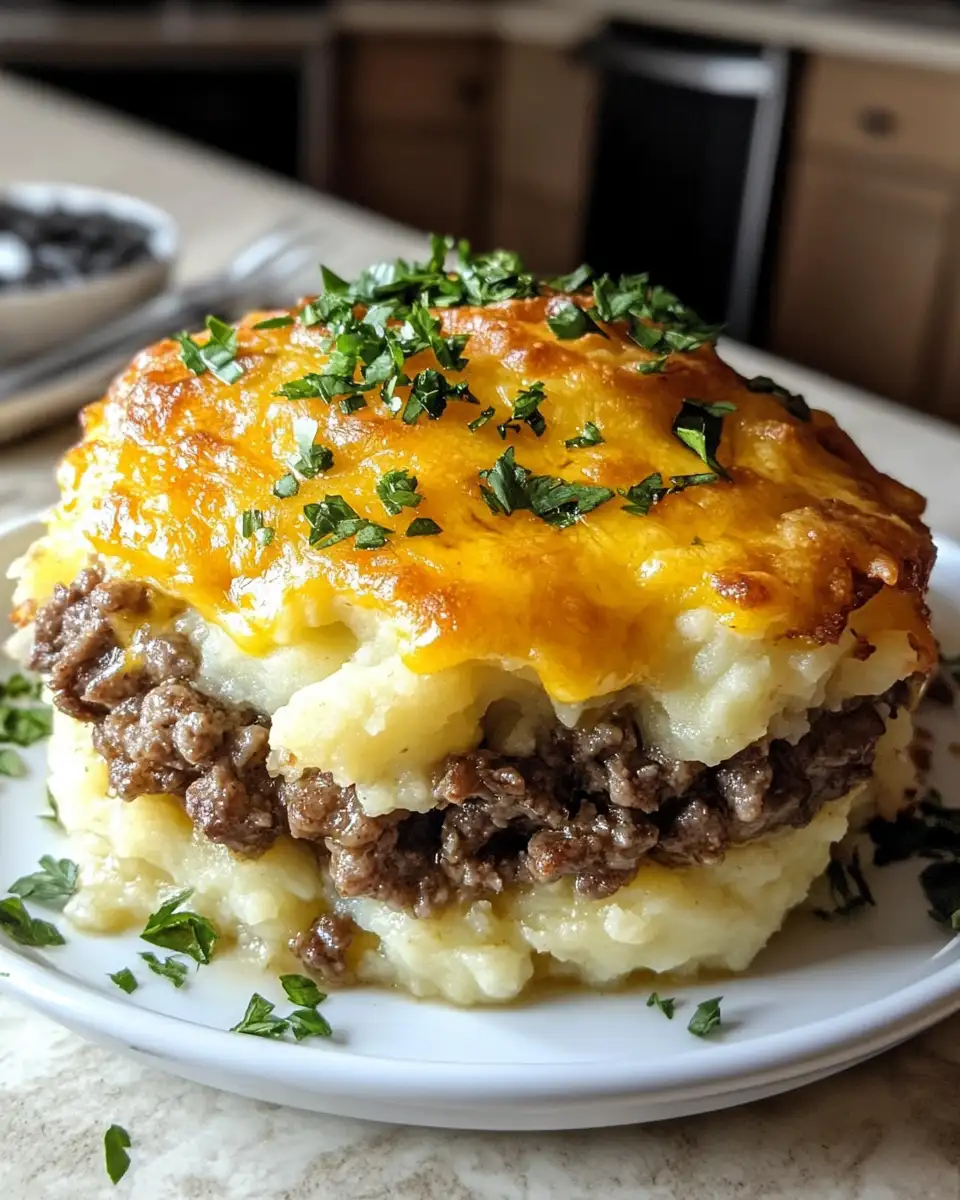 Final dish - Ultimate Comfort: Crispy Mashed Potatoes Stuffed with Cheese & Beef