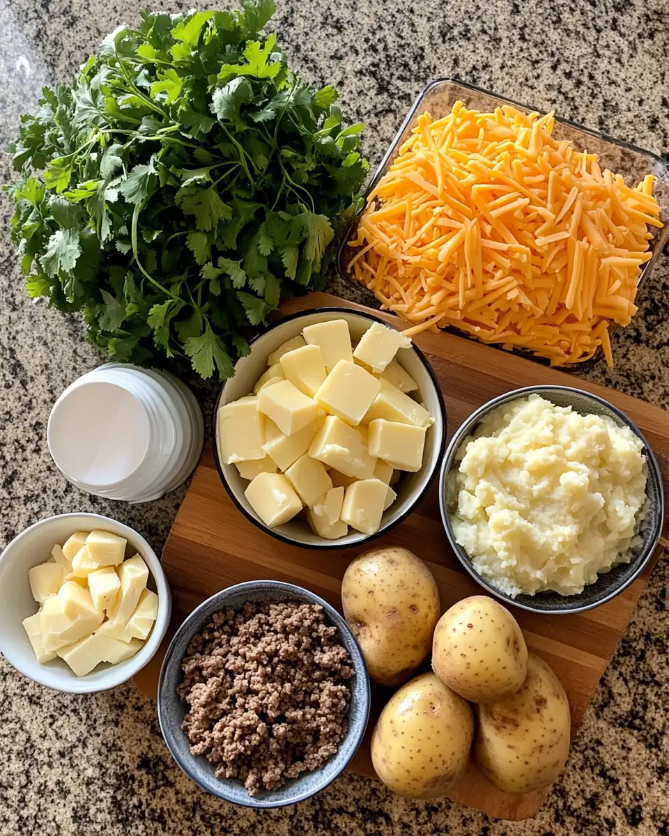 Ingredients for Ultimate Comfort: Crispy Mashed Potatoes Stuffed with Cheese & Beef