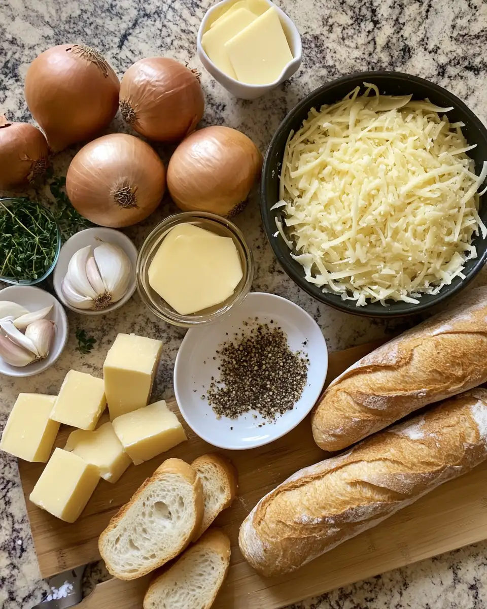 Indulge in the Ultimate French Onion Soup Experience with Caramelized Onions and Melted Cheese 4 Ingredients for Indulge in the Ultimate French Onion Soup Experience with Caramelized Onions and Melted Cheese