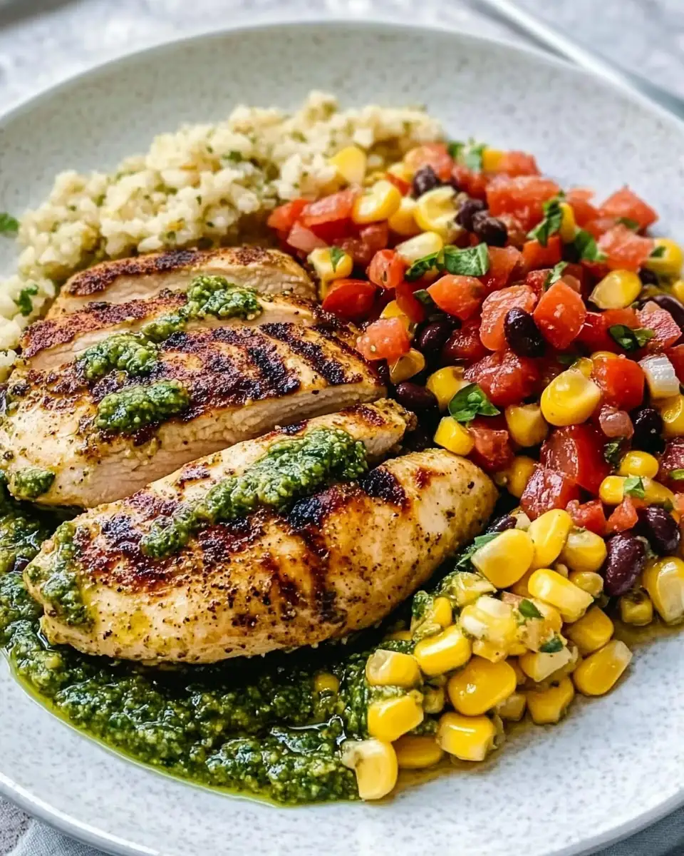 Zesty Fresh Basil Pesto Chicken with Vibrant Corn & Bean Salsa - Featured Image