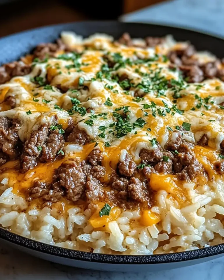 Sizzle and Savory: Garlic Butter Beef and Rice Skillet with Cheddar Parmesan Sauce - Featured Image