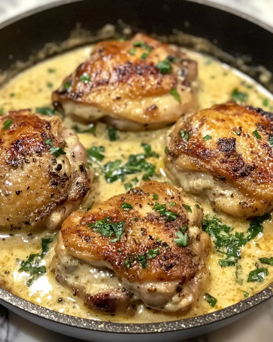 Garlic Butter Bliss: Indulge in Chicken Thighs with Parmesan Cream Sauce 6 Final dish - Garlic Butter Bliss: Indulge in Chicken Thighs with Parmesan Cream Sauce