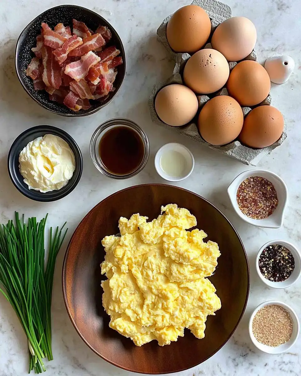 Ingredients for Elevate Your Breakfast Game: Gordon Ramsay's Scrambled Eggs with Bacon Jam
