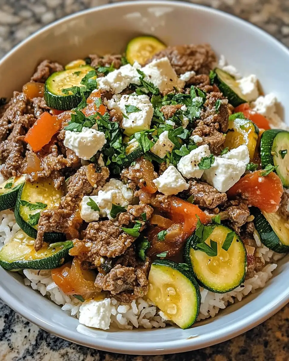 Savor the Mediterranean: Greek-Style Beef and Zucchini Rice Bowl Delight - Featured Image