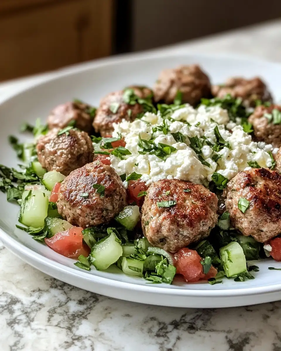 Final dish - Savor the Mediterranean: Greek Turkey Meatballs with Feta Sauce Delight