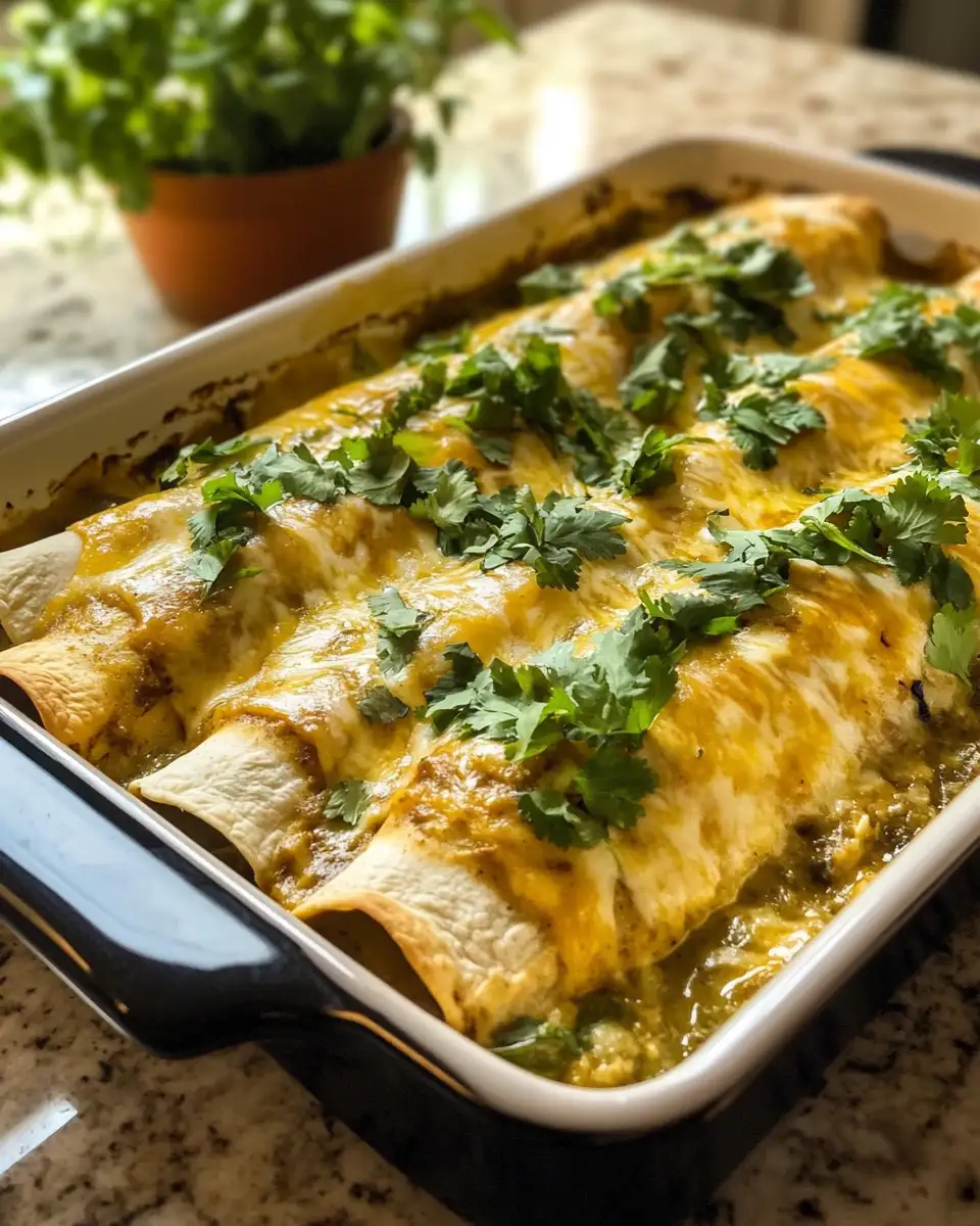 Final dish - Sizzling Green Chile Chicken Enchiladas That Will Spice Up Your Dinner Plate