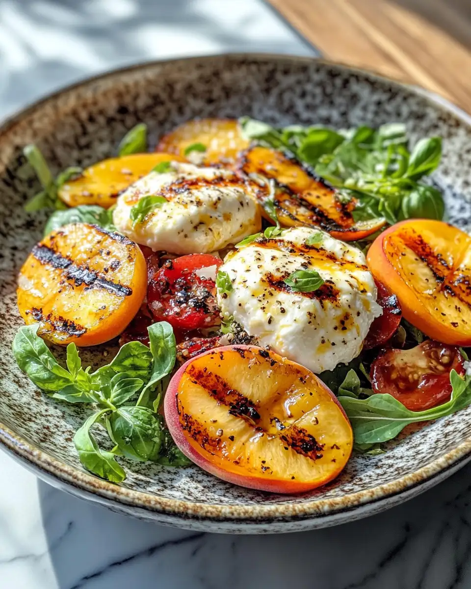 Summer Bliss: Grilled Peach & Burrata Salad Sensation 6 Final dish - Summer Bliss: Grilled Peach & Burrata Salad Sensation