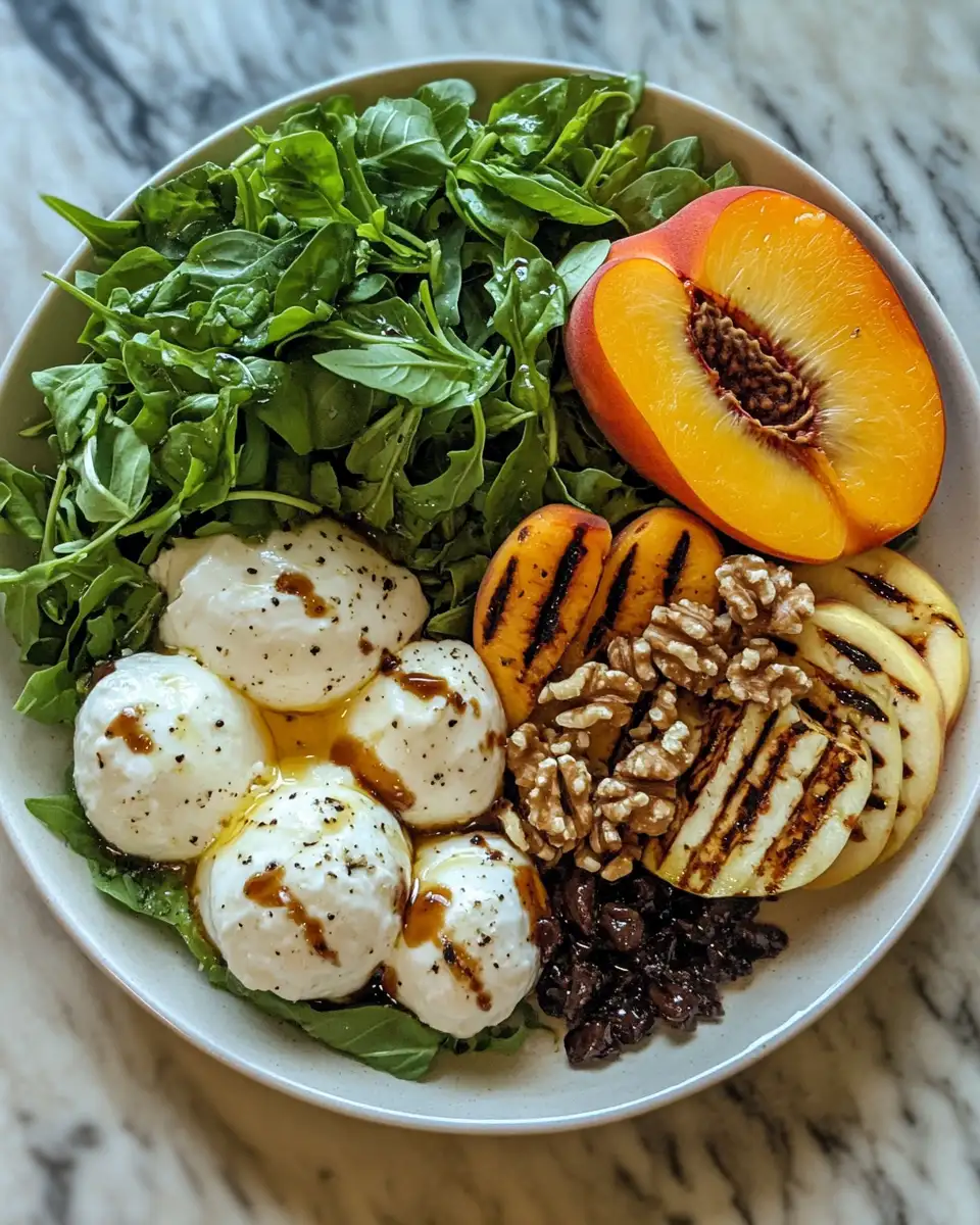Savor Summer Bliss with Grilled Peach & Burrata Salad 4 Ingredients for Savor Summer Bliss with Grilled Peach & Burrata Salad