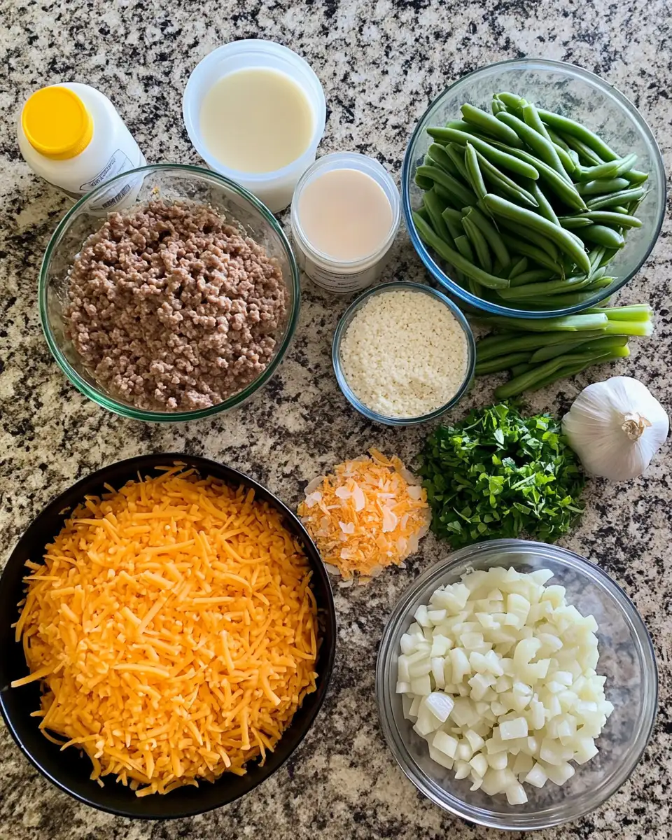 Ingredients for Savor the Comfort: Delicious Hamburger Green Bean Casserole Recipe