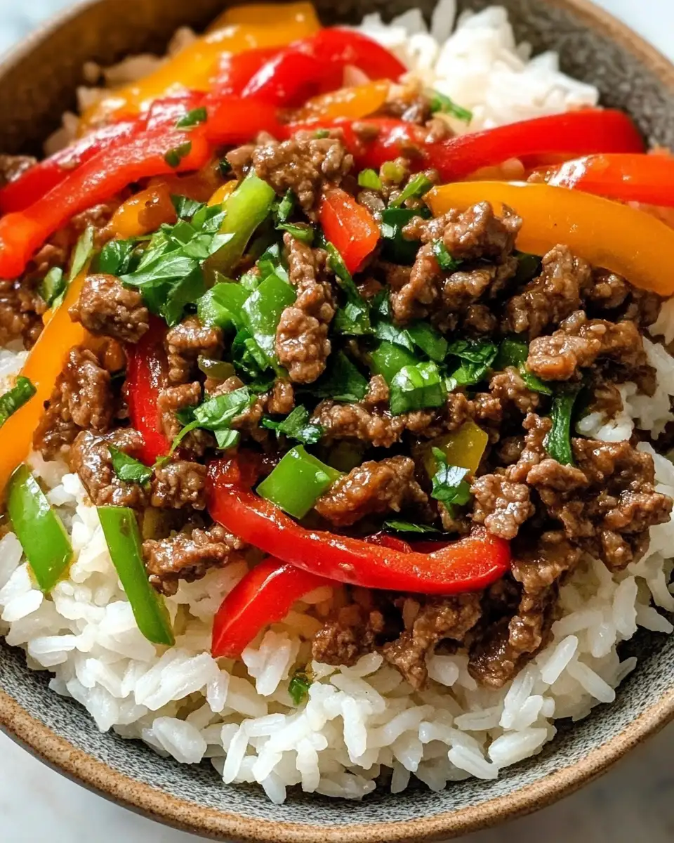 Boost Your Day with a Flavor-Packed Healthy Beef and Pepper Rice Bowl - Featured Image
