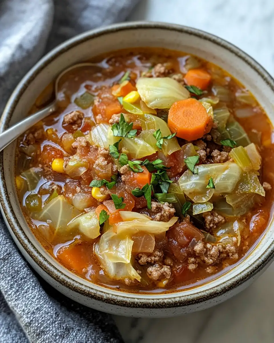 Cozy Up with a Bowl of Hearty Cabbage Soup with Ground Beef 6 Final dish - Cozy Up with a Bowl of Hearty Cabbage Soup with Ground Beef