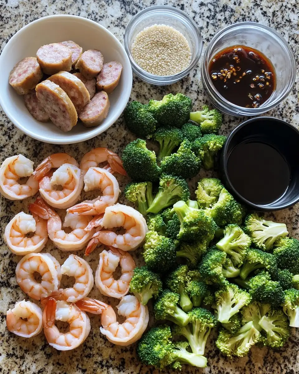 Ingredients for Savor the Flavor: Honey Garlic Shrimp and Sausage with Broccoli Recipe