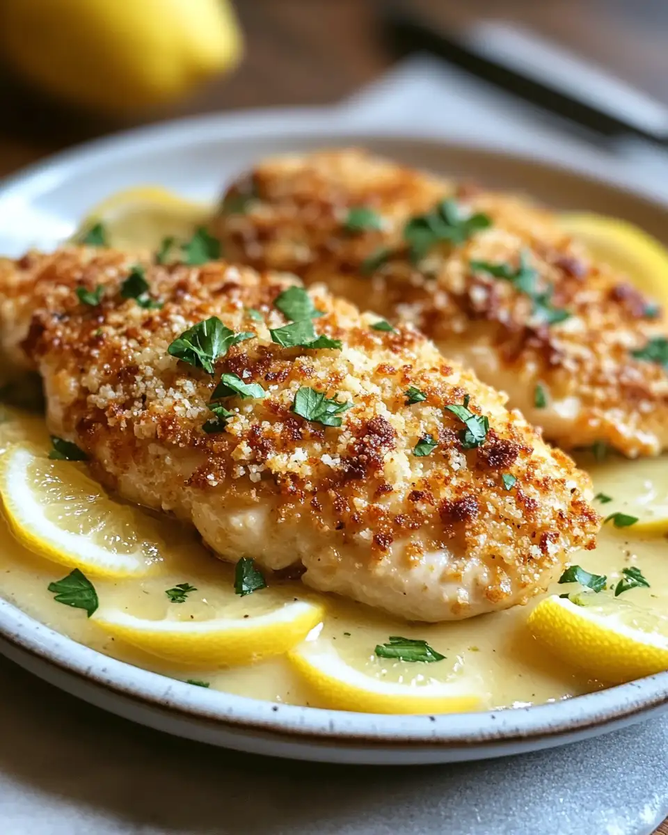 Zesty Lemon Pecorino Crusted Chicken with a Luscious Creamy Lemon Sauce - Featured Image