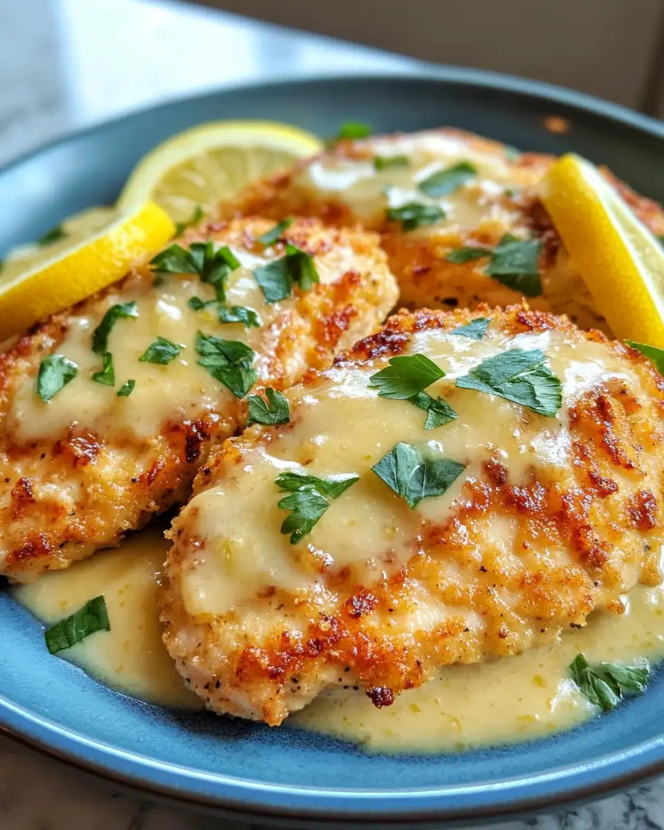 Zesty Lemon Pecorino Crusted Chicken with a Luscious Creamy Lemon Sauce 4 Final dish - Zesty Lemon Pecorino Crusted Chicken with a Luscious Creamy Lemon Sauce