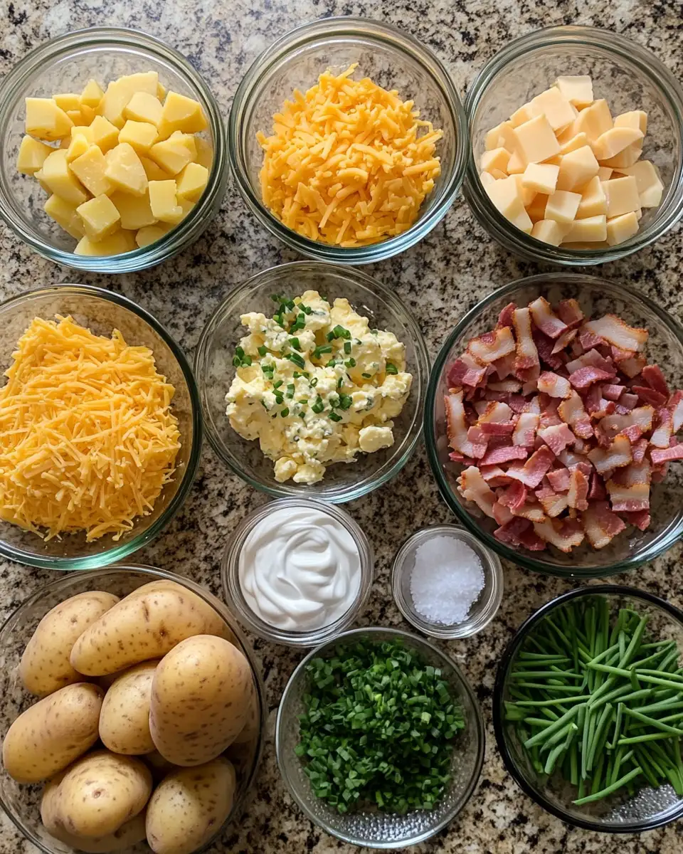Ingredients for Irresistible Loaded Cheesy Ranch Potato Bake Bliss