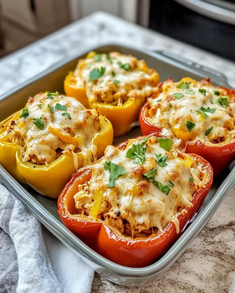 Creamy Dreamy Low Carb Chicken Stuffed Peppers Recipe - Featured Image