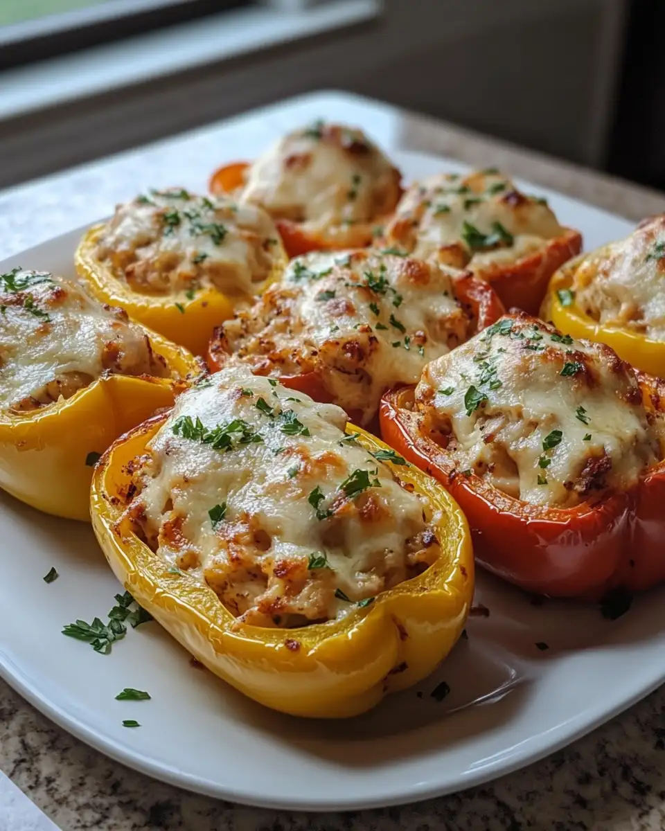 Final dish - Creamy Dreamy Low Carb Chicken Stuffed Peppers Recipe