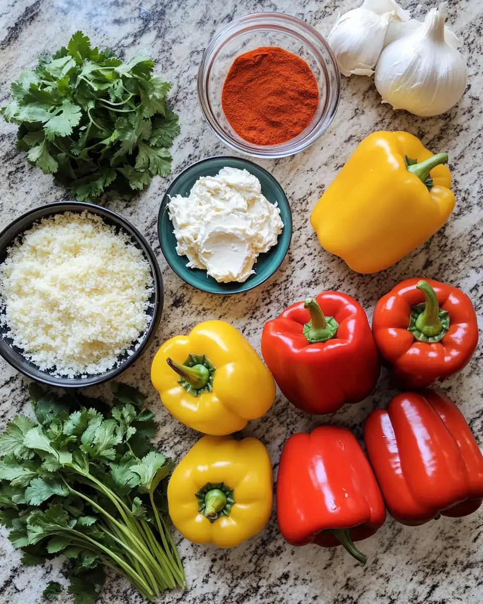 Ingredients for Creamy Dreamy Low Carb Chicken Stuffed Peppers Recipe