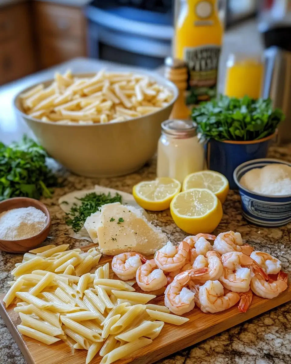 Ingredients for Fall in Love with Marry-Me Shrimp Alfredo Penne