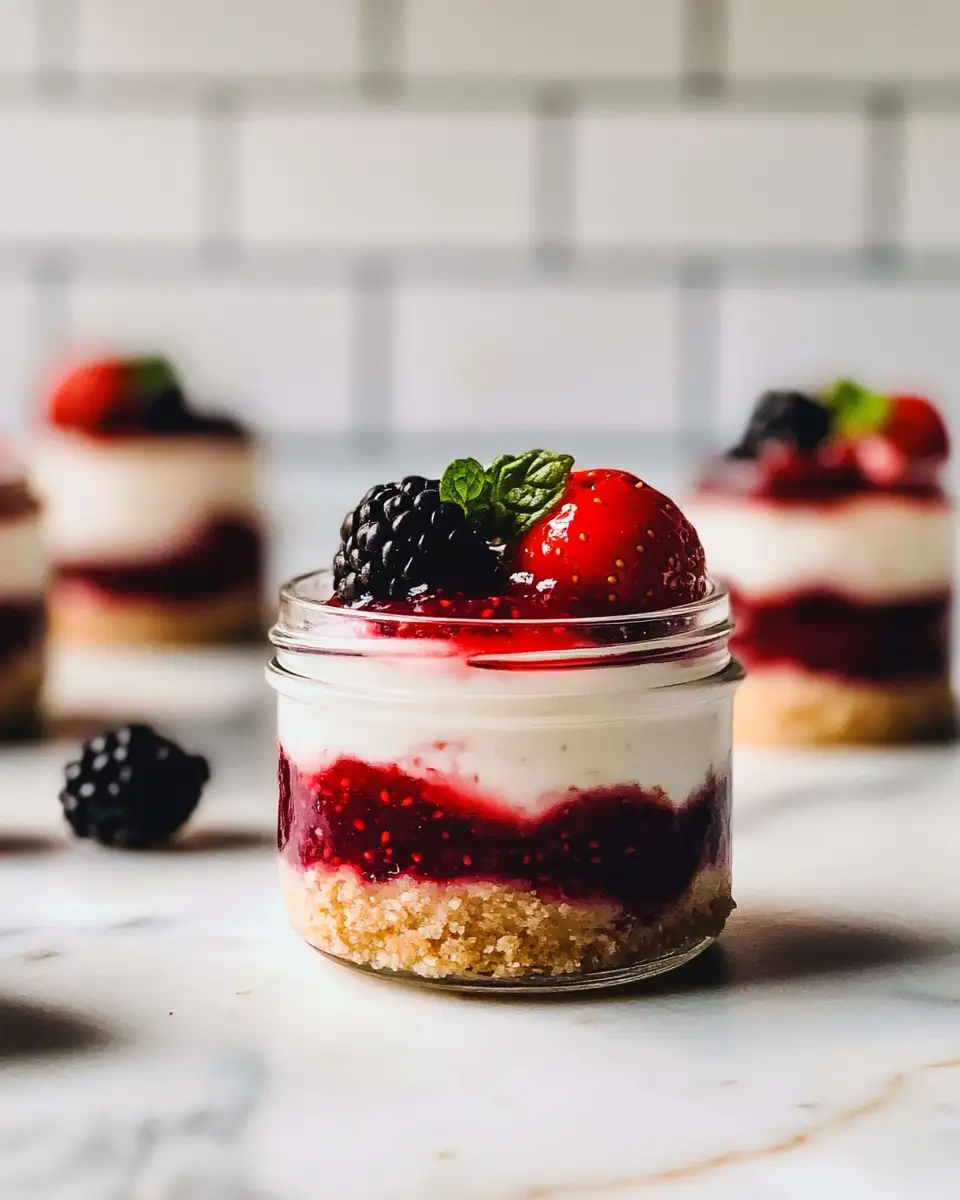 Sweet Indulgence: Mini Cheesecake Jars with Berry Compote Bliss - Featured Image