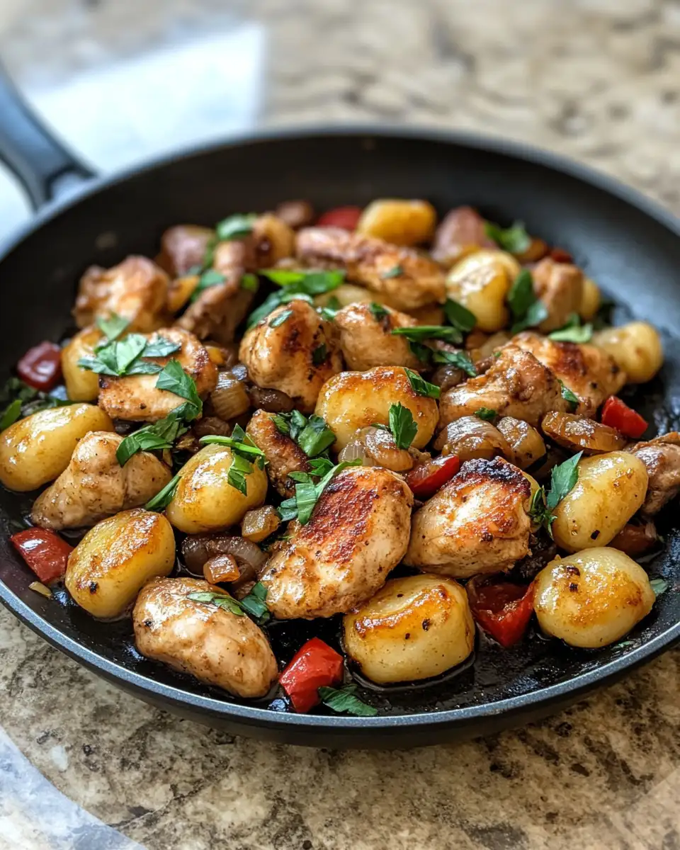 Final dish - Sizzle to Perfection: Crispy Garlic Chicken and Tender Gnocchi Skillet Delight