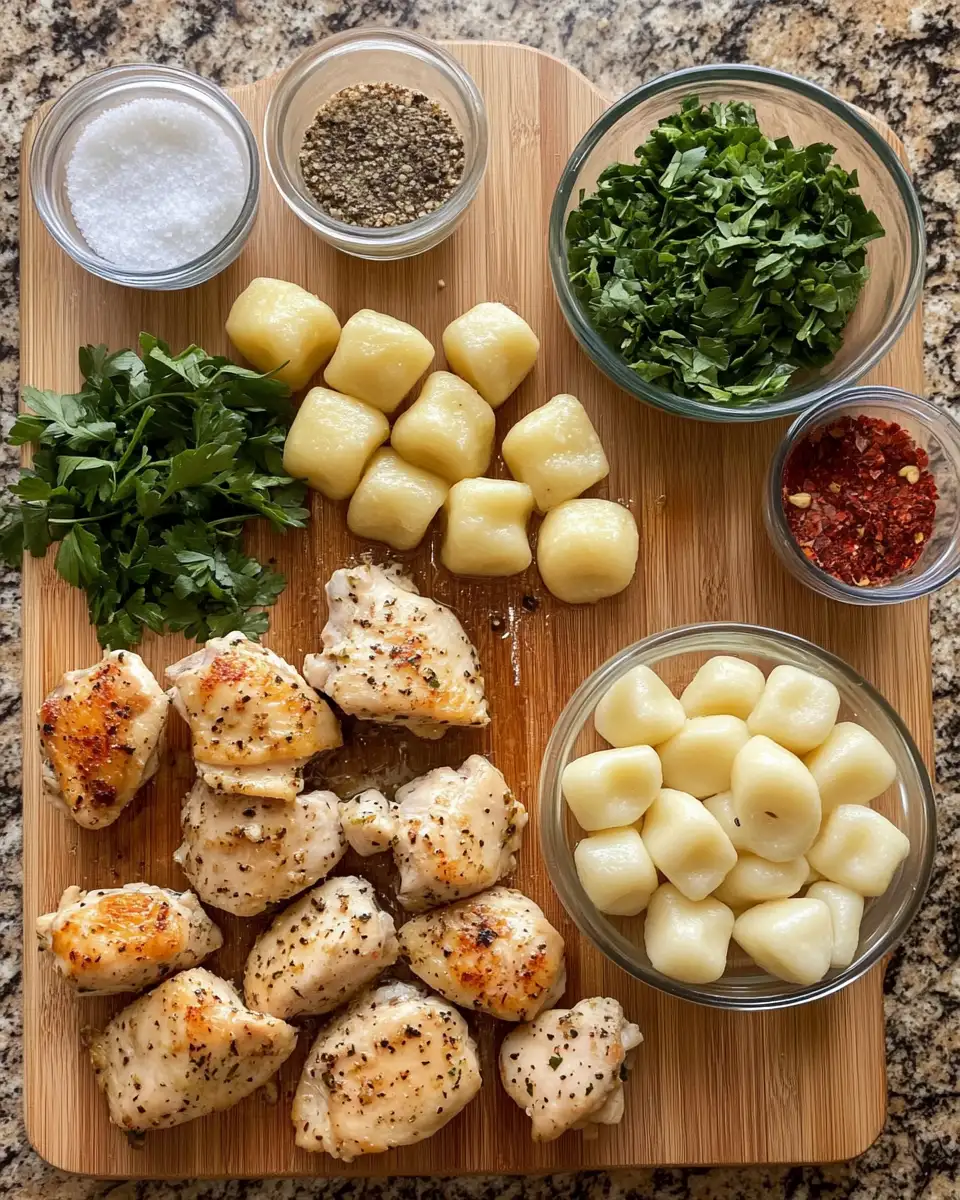 Ingredients for Sizzle to Perfection: Crispy Garlic Chicken and Tender Gnocchi Skillet Delight