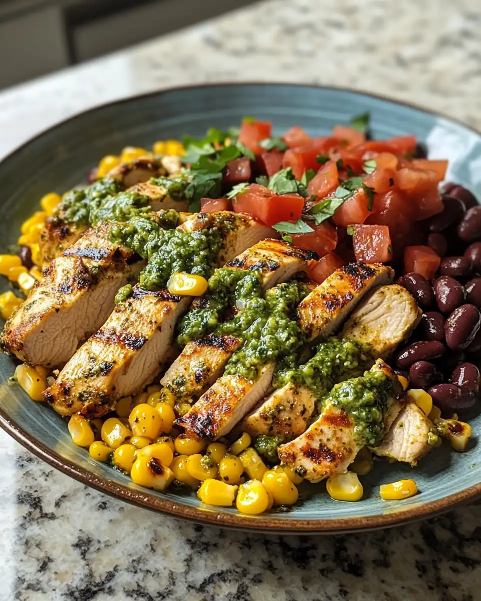 Final dish - Zesty Pesto Chicken Meets Vibrant Corn & Bean Salsa Extravaganza