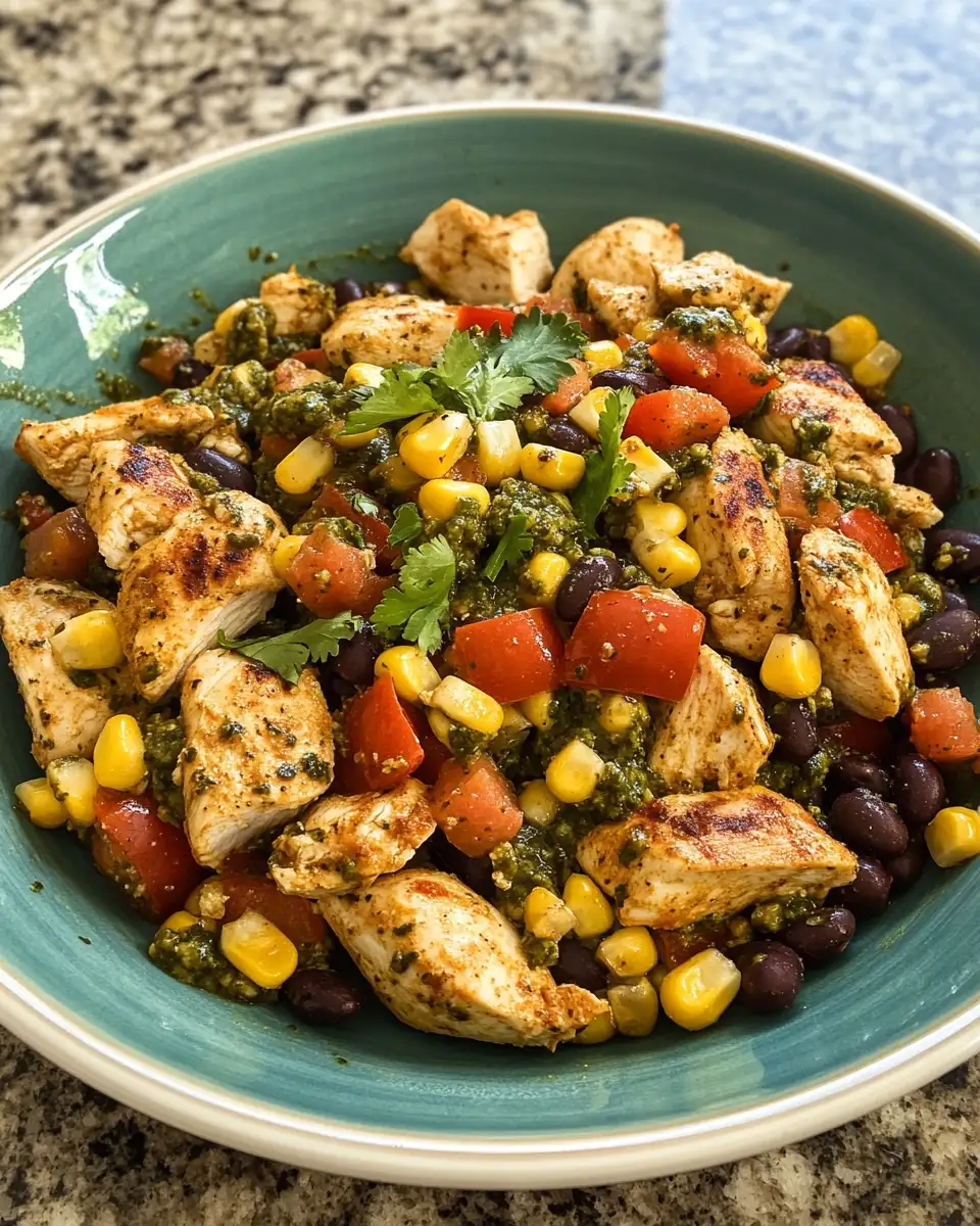 Final dish - Flavor Fiesta: Pesto Chicken Meets Zesty Corn & Bean Salsa