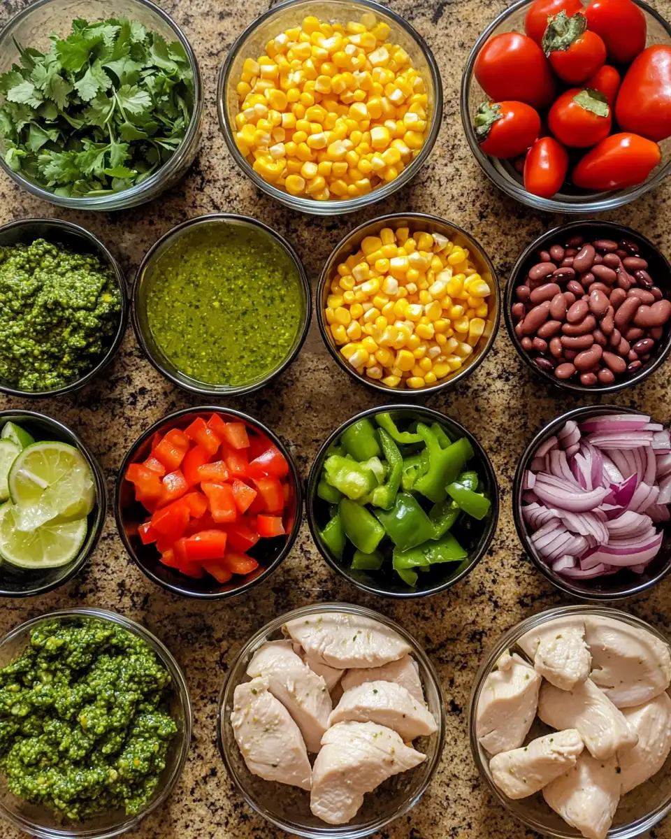 Ingredients for Zesty Pesto Chicken Meets Vibrant Corn & Bean Salsa Extravaganza