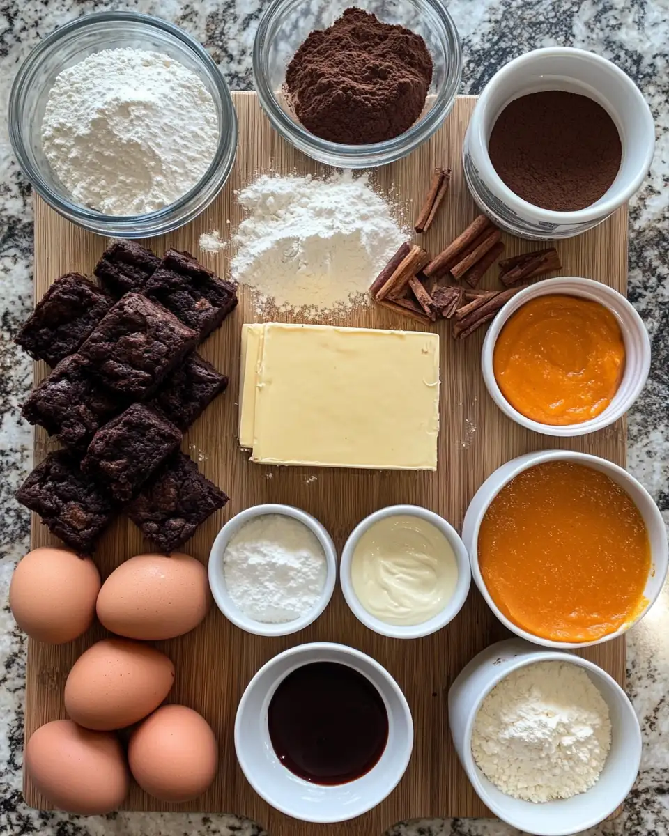 Decadent Pumpkin Cheesecake Swirl Brownies to Spice Up Your Fall Baking 4 Ingredients for Decadent Pumpkin Cheesecake Swirl Brownies to Spice Up Your Fall Baking