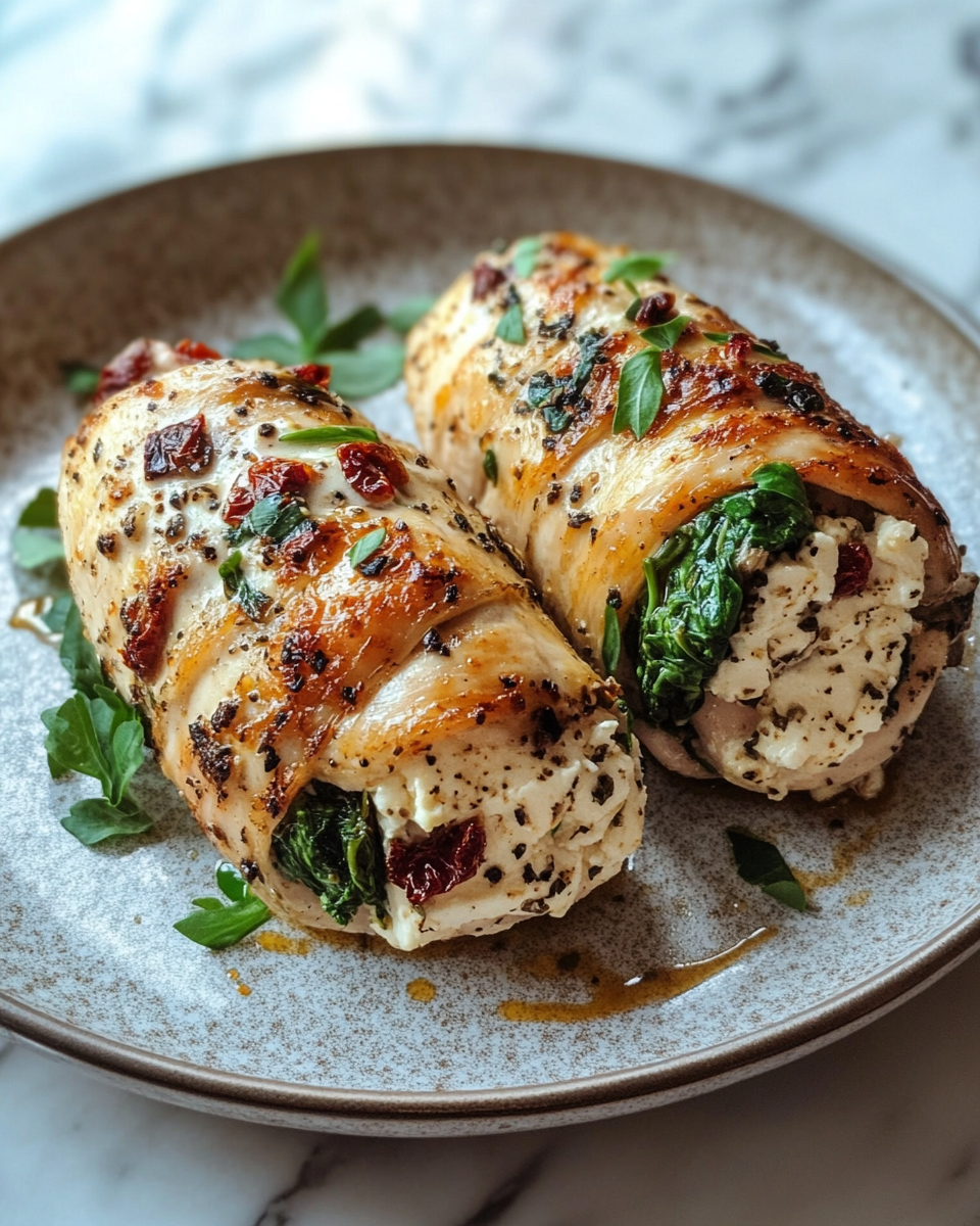 Savor the Flavor: Rolled Up Chicken with Feta, Spinach, and Sun-Dried Tomatoes 4 Final dish - Savor the Flavor: Rolled Up Chicken with Feta, Spinach, and Sun-Dried Tomatoes