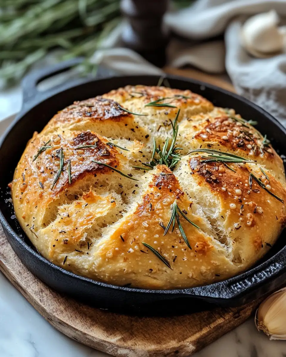 Artisan Aroma: Discover the Magic of Rustic No-Knead Rosemary Garlic Bread 6 Final dish - Artisan Aroma: Discover the Magic of Rustic No-Knead Rosemary Garlic Bread