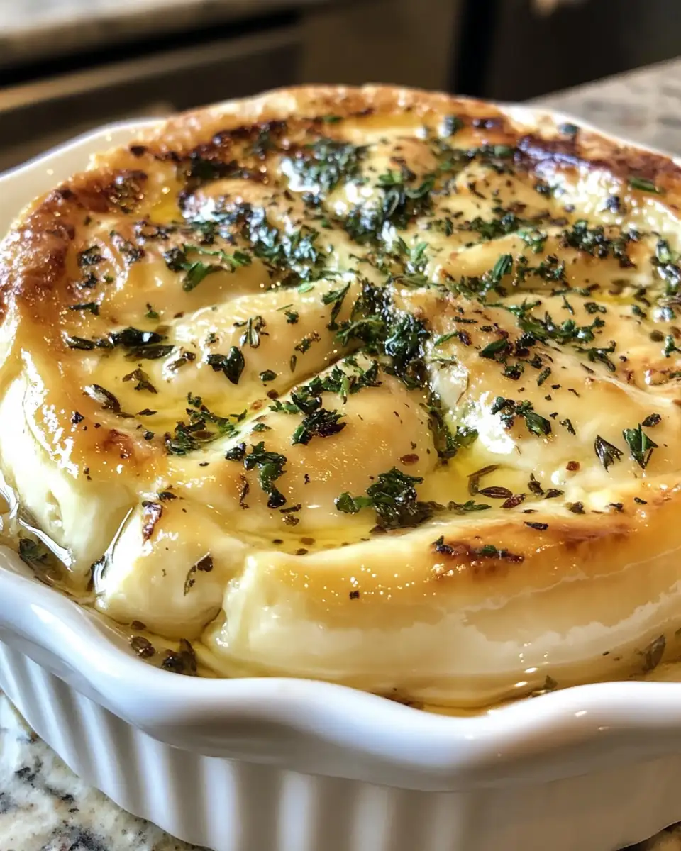 Final dish - Irresistible Savory Baked Brie with Garlic and Herbs: Your Next Appetizer Obsession
