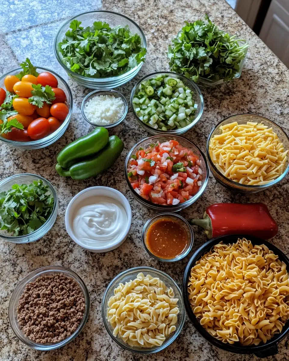 Ingredients for Savor the Flavor: Slow Cooker Cheesy Taco Pasta Delight