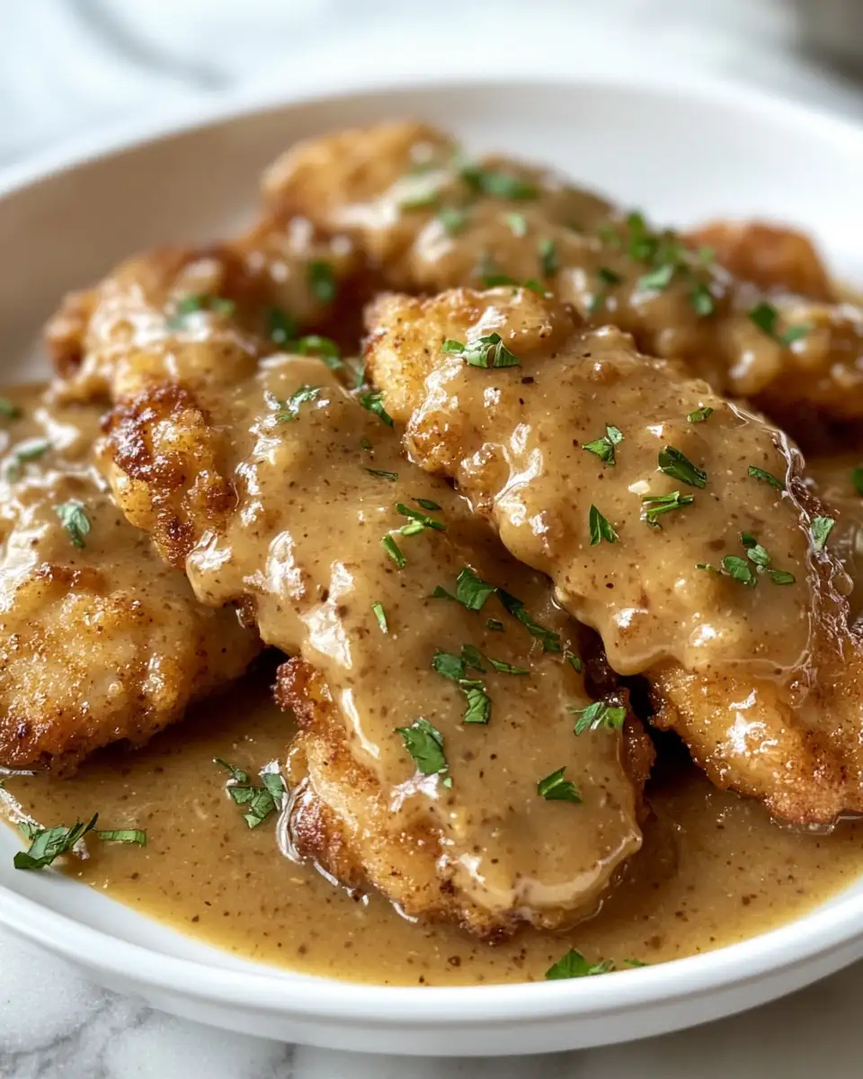 Final dish - Ultimate Comfort: Smothered Chicken Tenders with Gravy Delight