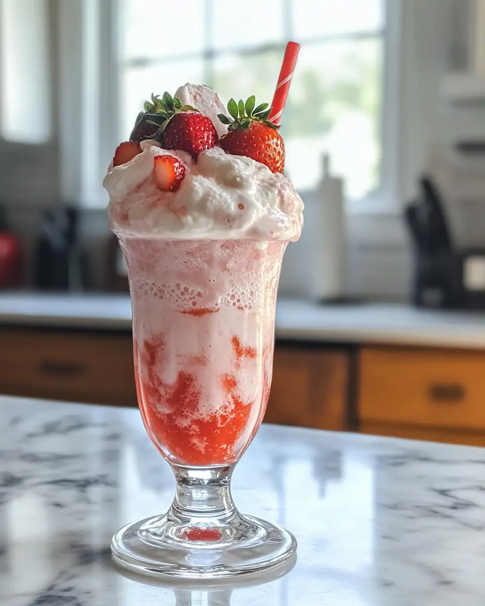 Effervescent Indulgence: Dive into a Sparkling Strawberry Cream Soda Float 6 Final dish - Effervescent Indulgence: Dive into a Sparkling Strawberry Cream Soda Float