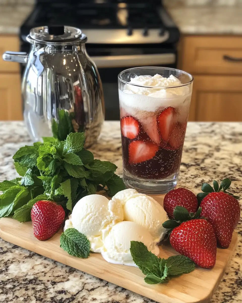 Effervescent Indulgence: Dive into a Sparkling Strawberry Cream Soda Float 4 Ingredients for Effervescent Indulgence: Dive into a Sparkling Strawberry Cream Soda Float
