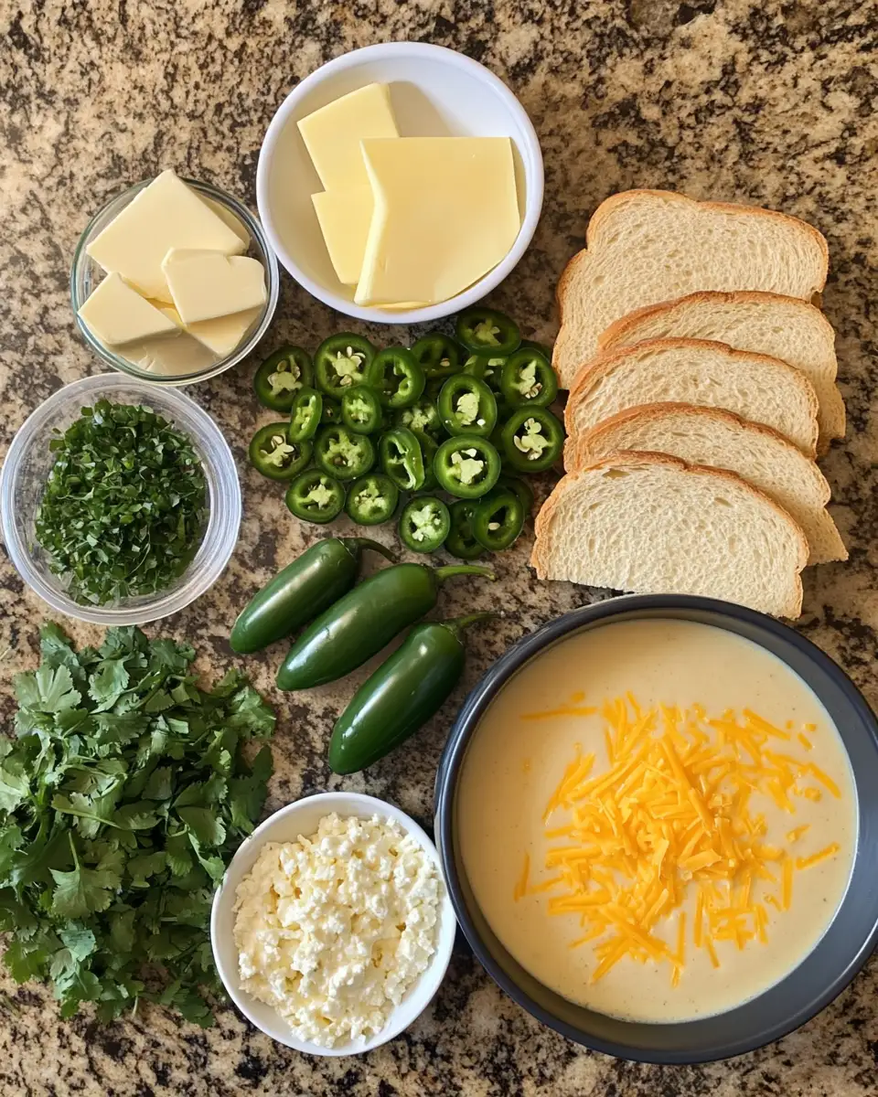 Turn Up the Heat with Spicy Jalapeño Popper Soup and Grilled Cheese Dippers 4 Ingredients for Turn Up the Heat with Spicy Jalapeño Popper Soup and Grilled Cheese Dippers