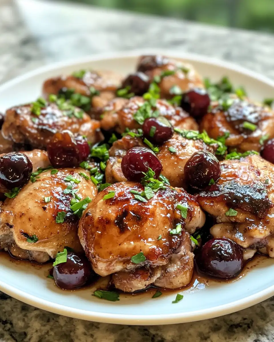 Final dish - Irresistibly Delicious Sticky Cherry Chicken Thighs Recipe