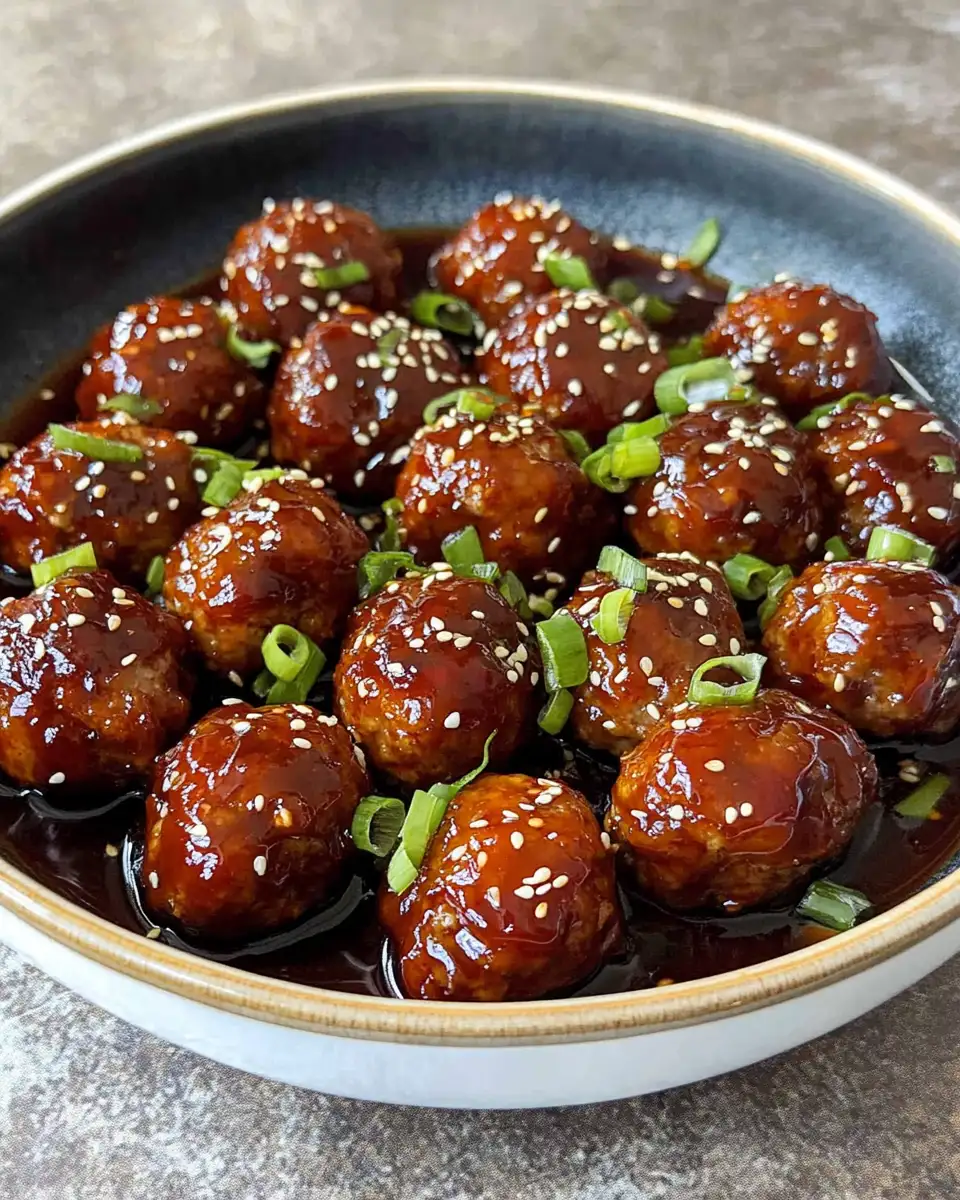 Irresistibly Sticky Korean BBQ Meatballs Drenched in Gochujang Glaze - Featured Image
