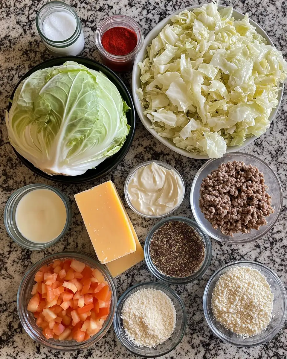 Ingredients for Unveiling the Ultimate Creamed Cabbage and Ground Beef Casserole Recipe