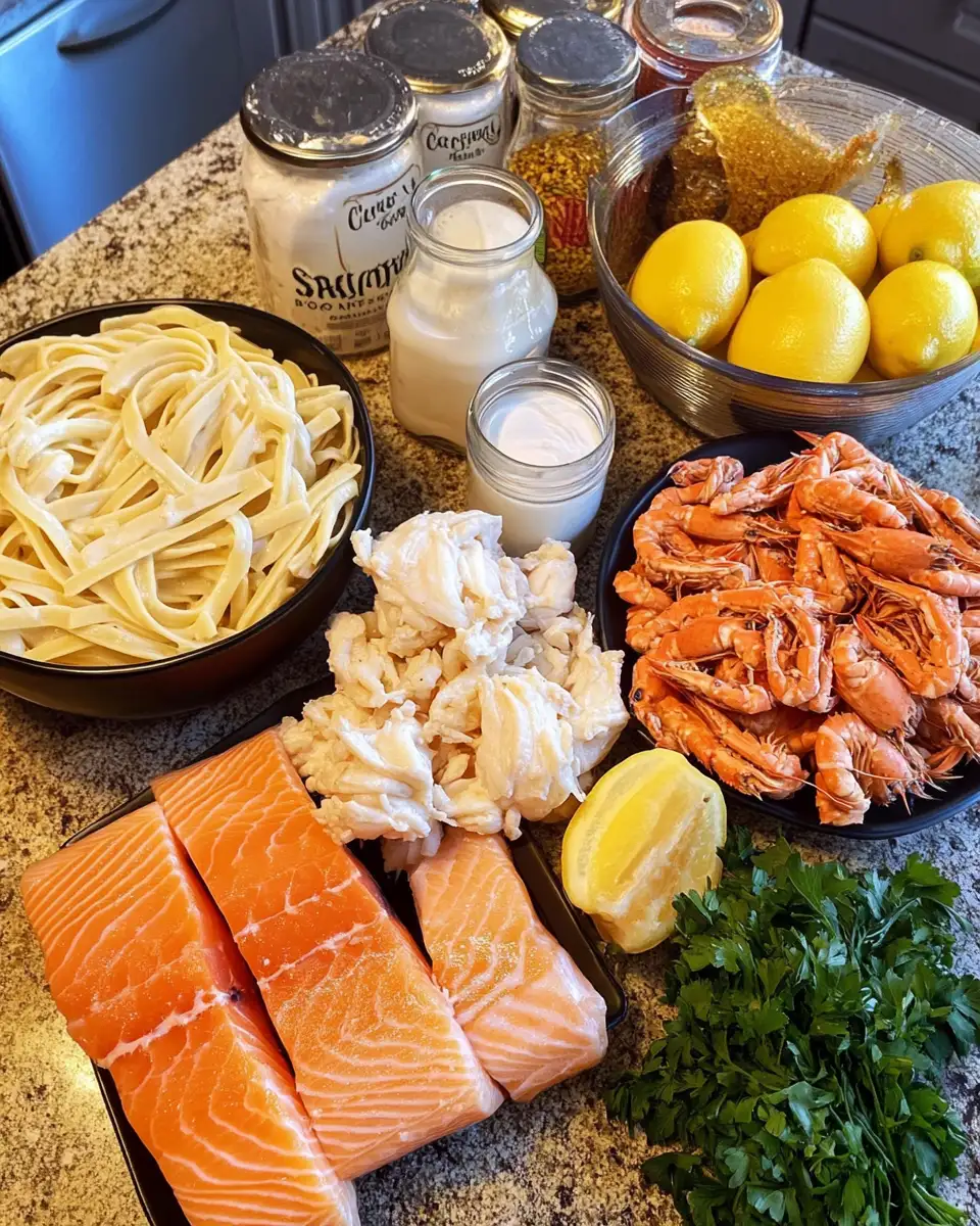 Cajun Seafood Extravaganza: The Best Recipe for Lobster, Crab, and Salmon Alfredo 4 Ingredients for Cajun Seafood Extravaganza: The Best Recipe for Lobster, Crab, and Salmon Alfredo