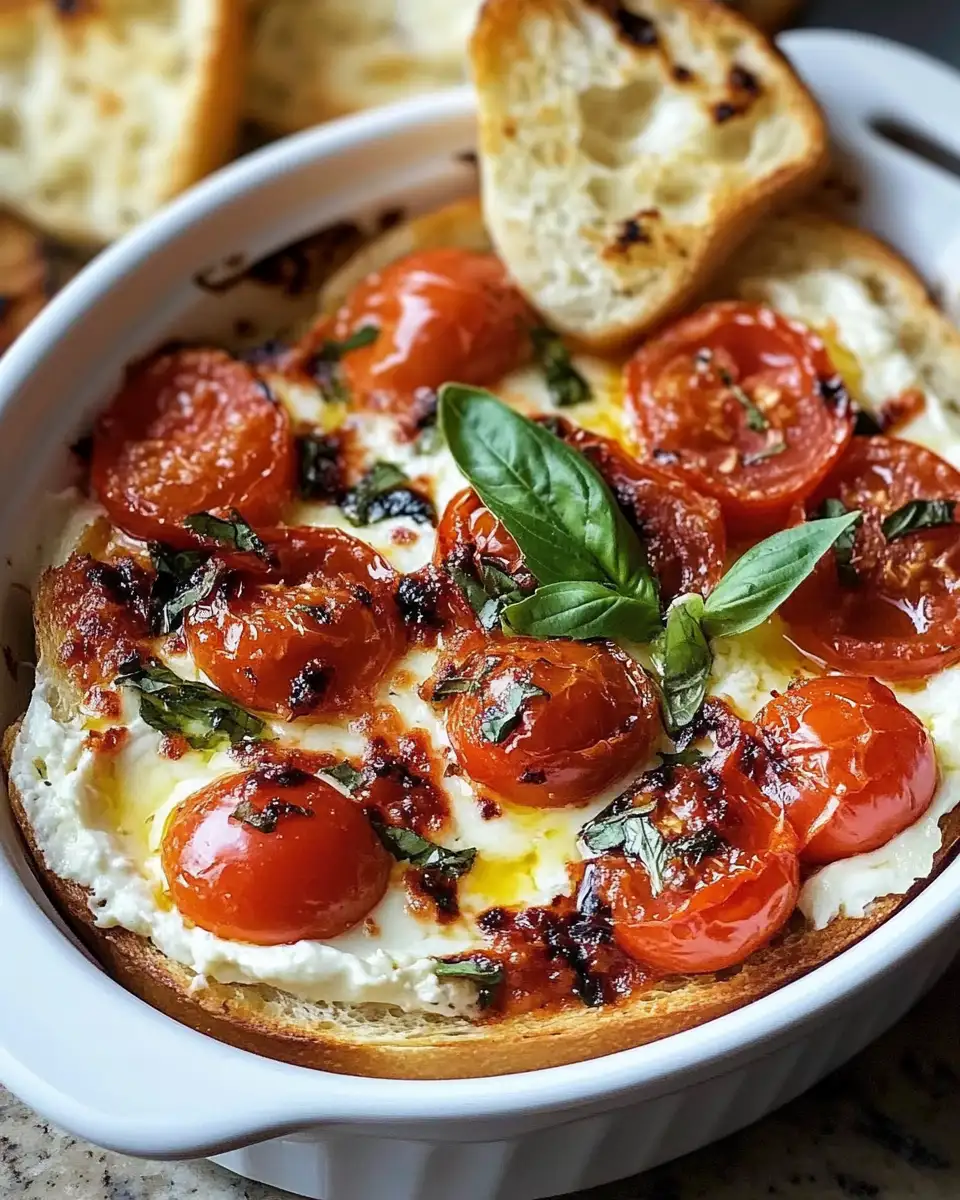 Irresistible Three-Cheese Tomato Bruschetta Dip Delight - Featured Image