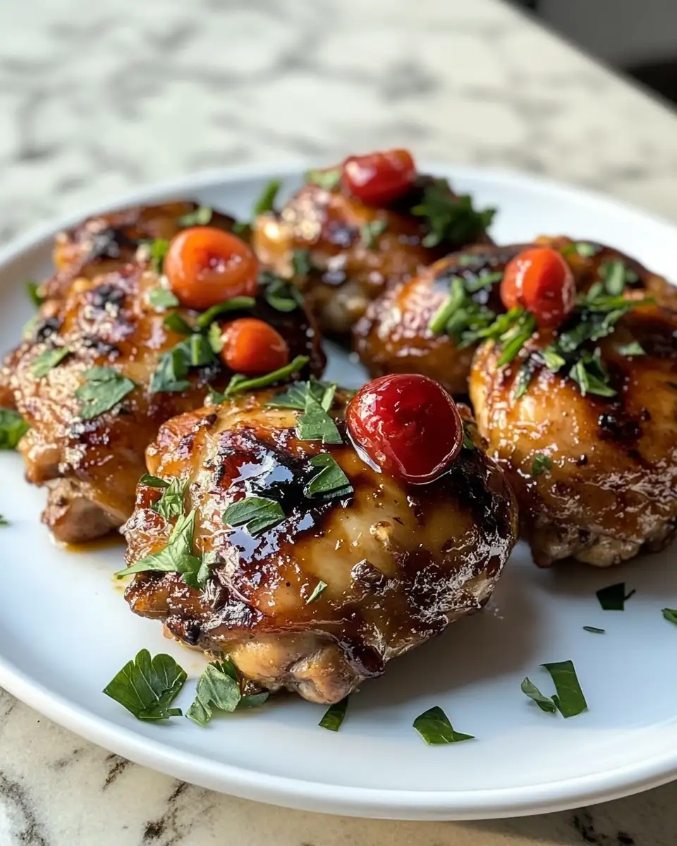Final dish - Sticky Cherry Chicken Thighs: A Sweet and Savory Delight