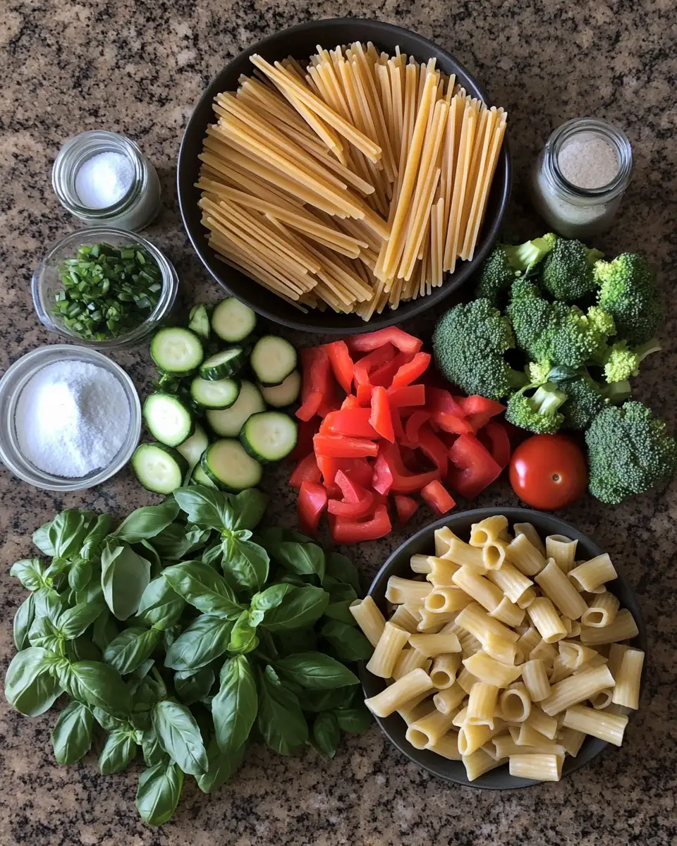 Ingredients for Silky Vegetable Pasta with a Secret Cream-Free Sauce