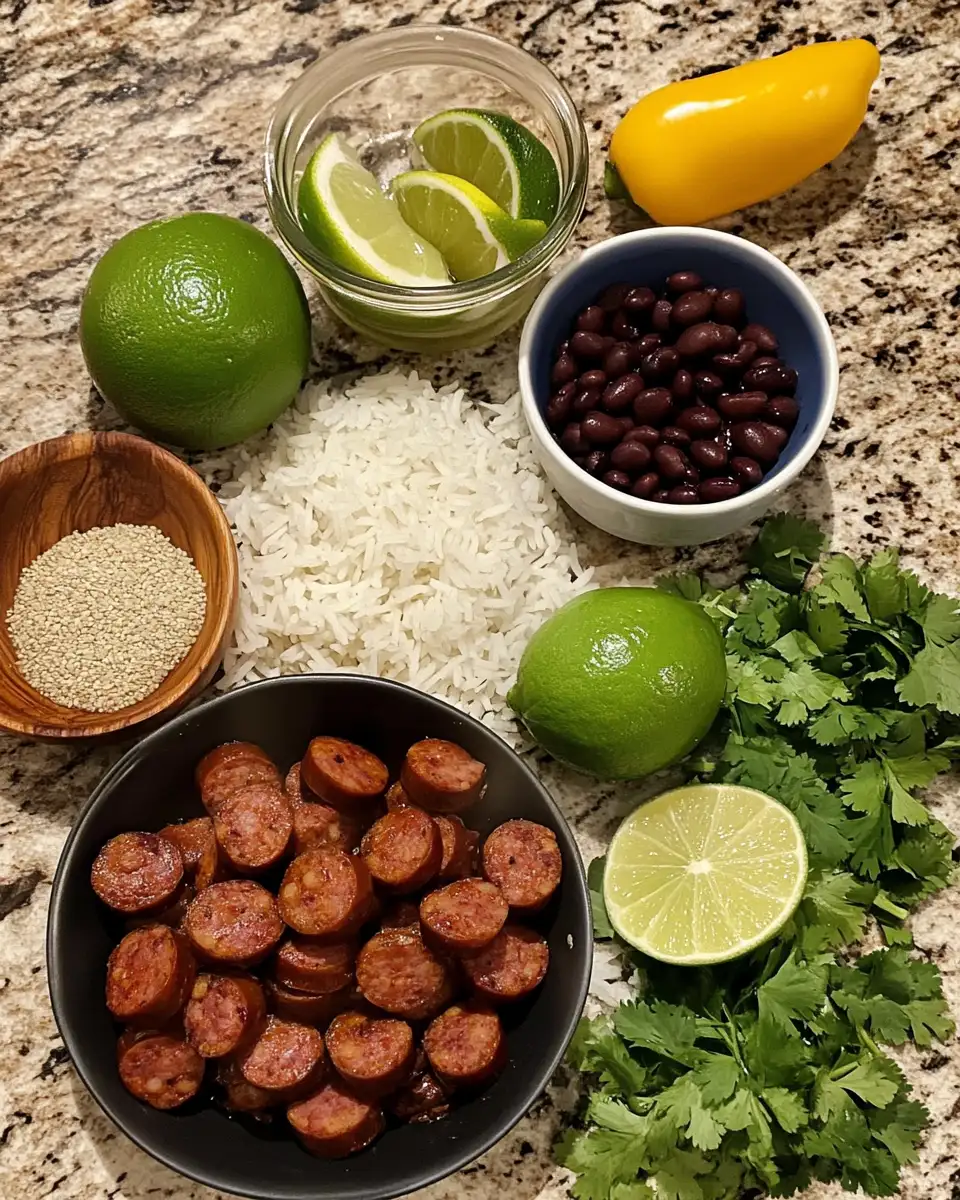 Sizzling Black Beans and Rice with Sausage: A Flavorful Fiesta on Your Plate 4 Ingredients for Sizzling Black Beans and Rice with Sausage: A Flavorful Fiesta on Your Plate