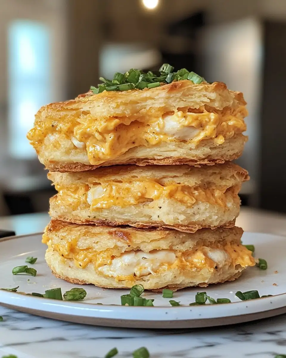 Stacked Flavor: Buttermilk Chicken & Jalapeño Cheddar Biscuit Towers 6 Final dish - Stacked Flavor: Buttermilk Chicken & Jalapeño Cheddar Biscuit Towers